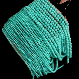 天然绿松石圆珠 2-4mm高瓷蓝绿色松石散珠子 diy手串隔珠材料配件