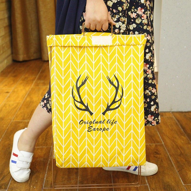 框框收纳筐脏衣服收纳网红款帆A布衣服蓝收衣服的篓子大棉麻可折