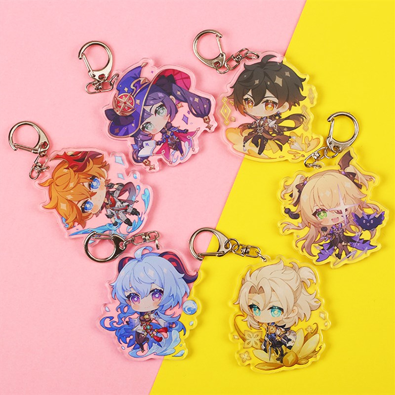 推荐2021 Anime Keychain Genshin Impact Venti Hutao Zhongli D