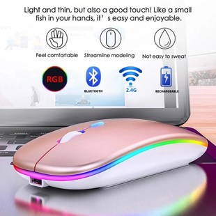 RGB Wirelesss Mouse Rechargeable USB Bluetooth Computer Mous