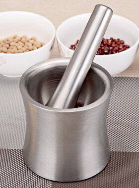 Stainless Steel Garlic Pounder Leak Proof Cover Mortar Pot M