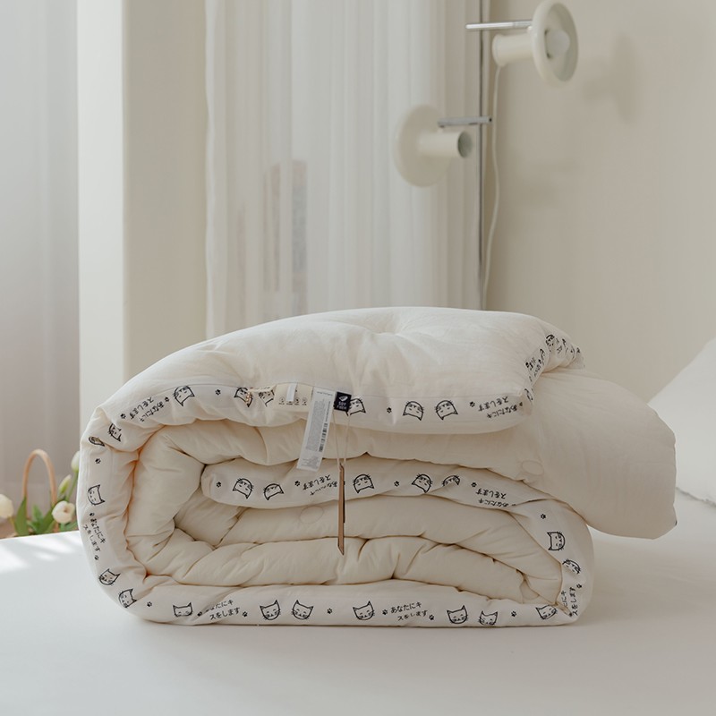 A类无染小资生活猫咪20%大豆纤维被春秋被夏凉被冬被保暖白色被子