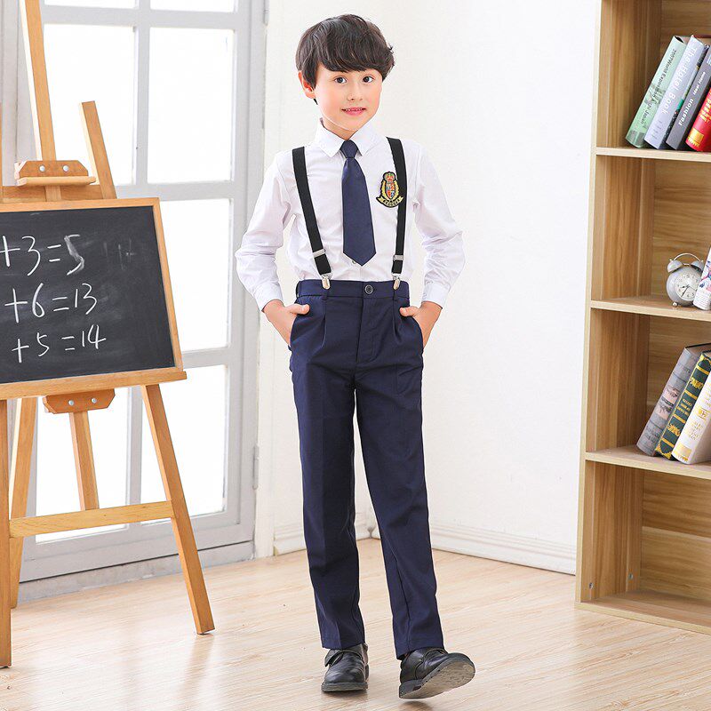 夏季男童女童朗诵表演背带裤儿童礼服小学生幼儿园大合唱演出服装