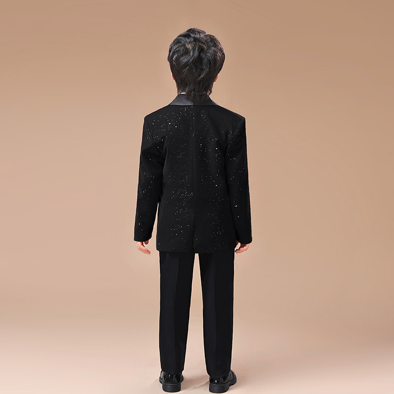 男童管弦乐团黑色星空礼服一粒扣西装套装小学生钢琴表演奏乐队装