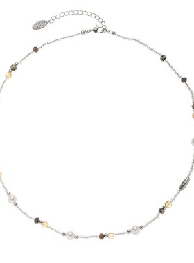 欧美时尚复古秋冬美拉德配饰天然石真珍珠虎眼石串珠项.链饰品