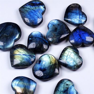 Heart Shape Natural Labradorite Crystal Moonstone Rough Pol