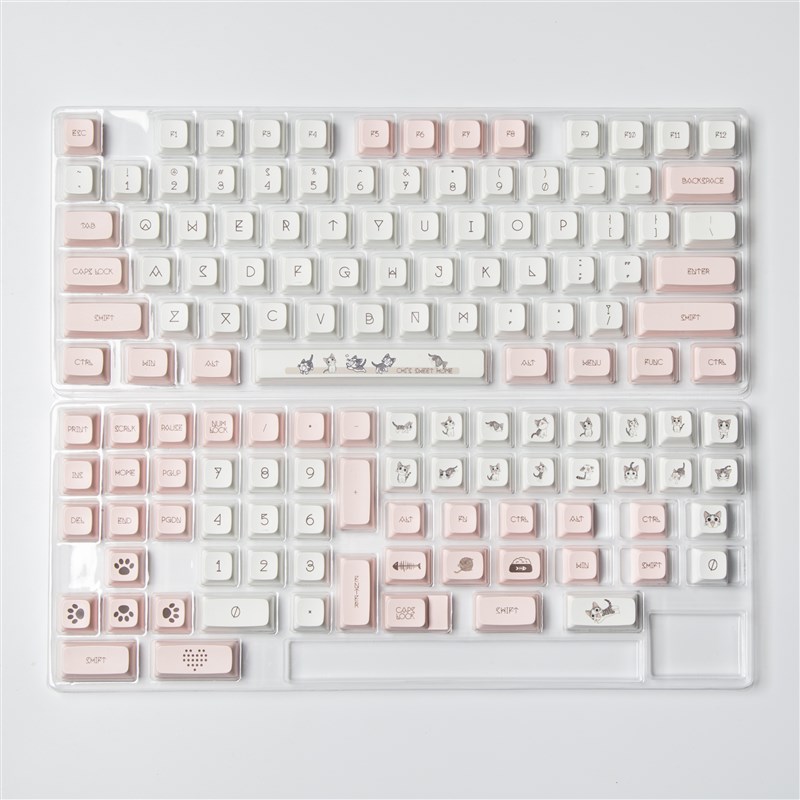 速发XDA Keycaps 137 Keys PBT Dye Sub Keycaps Cute Miaomiao T