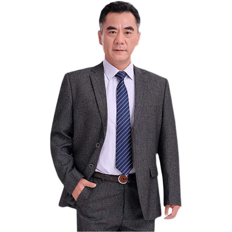 中老年西装男士喜厚中年人爸爸西服套装婚礼父亲春秋婚宴结婚正装