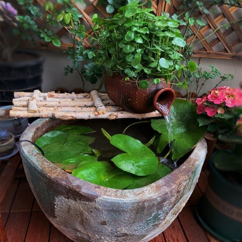 古法养鱼水循环鱼缸n瀑布造景流水缸流水摆件循环鱼缸流水摆件复