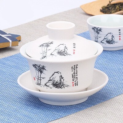 Hand Painted Rich Fish Ceramic Porcelain Gaiwan Chinese Teas