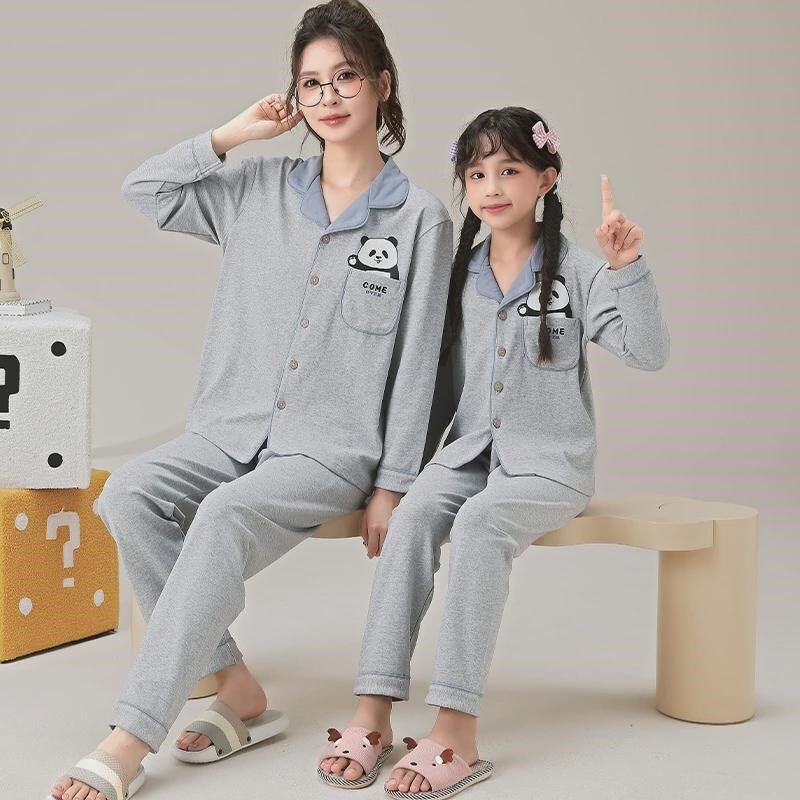 新款母女睡衣2025年网红童妈妈女儿长袖薄长裤女春秋季亲子家