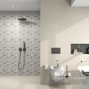 法式侘寂风花砖600x1200卫生间瓷砖厨房浴室墙砖微水泥地砖奶白色