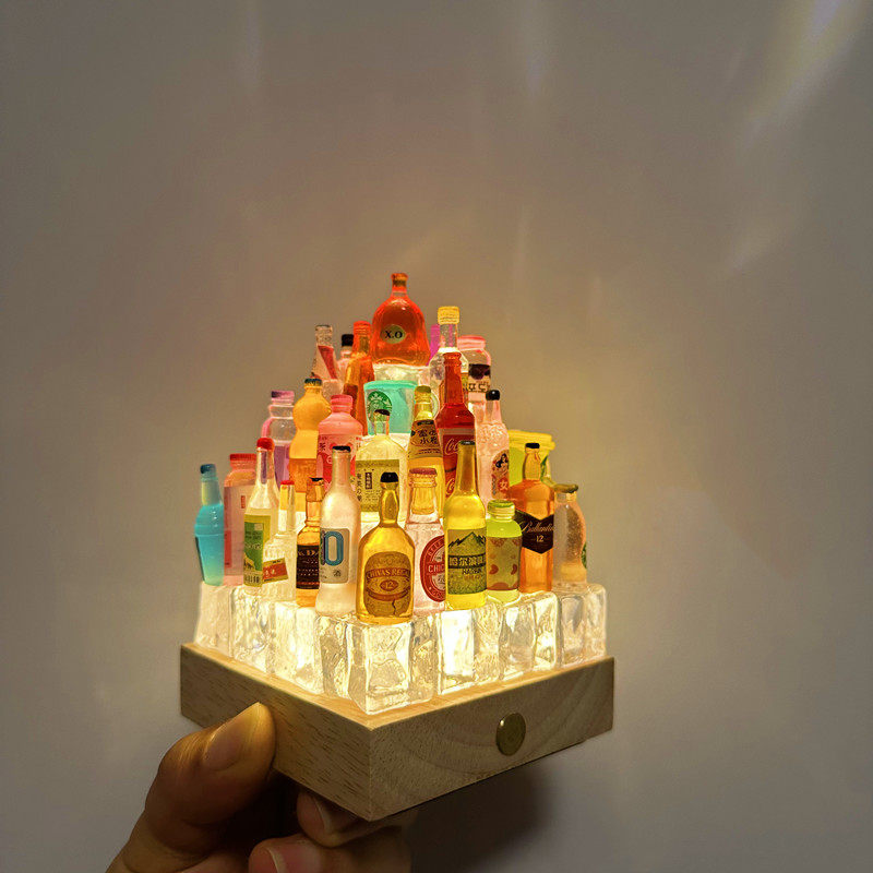 diy酒瓶小夜灯迷你小城堡 摆件手工装饰灯送男友礼物生日毕业礼物