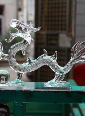 龙摆件白水晶龙商务礼品开业新居工艺礼品摆饰12十二生肖送领导办