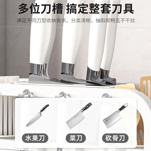 直销不锈钢厨房刀架家用台面菜板菜刀锅盖架沥水筷子一体收纳架子