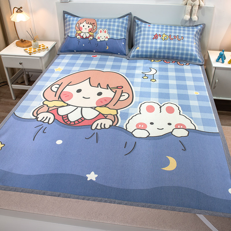 夏天凉席b三件套冰丝席宿舍单人床上凉席家用软席子夏季可水洗折,床上用品,冰丝席,淘宝优惠券,粉丝福利购,淘宝优惠卷