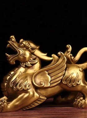 全铜貔貅摆件一对霸王飞天貔貅家居店铺开业黄铜公母貔恘大号神兽