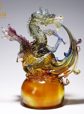 琉璃龙摆件玄关客厅办公室好物装饰品水晶工艺品高档大气开业礼物