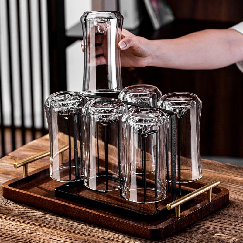 双层隔热观山玻璃喝水杯子套装耐高温家用待客厅精致泡绿茶具