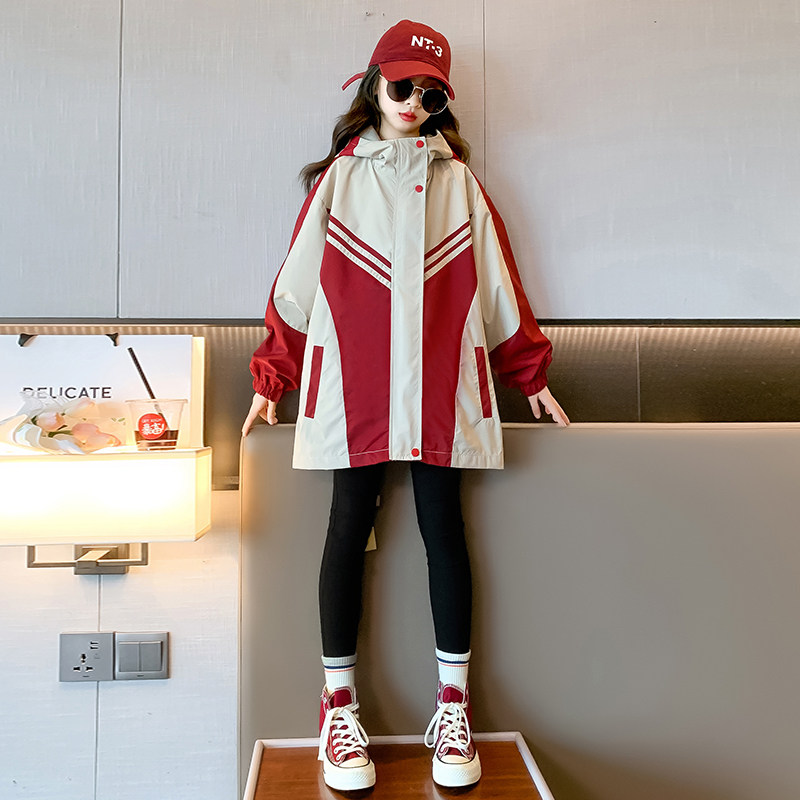 新品女童春秋款风衣外套儿童2024春装新款洋气春季女孩女大童冲锋