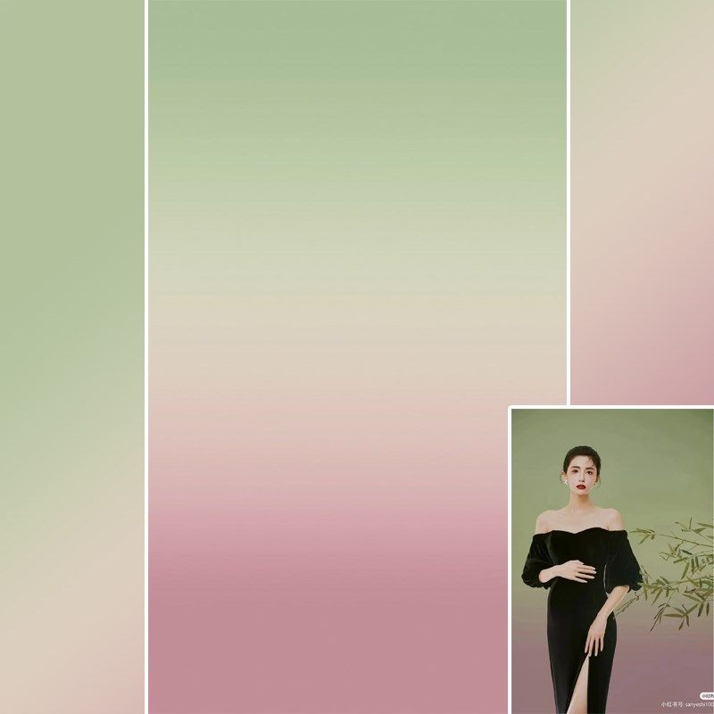 影楼孕妇室内梦幻粉绿色渐变拍照背景纸室内婚纱写真摄影背景布