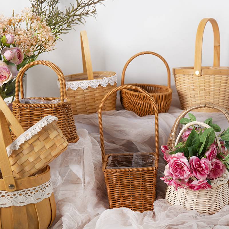 极速Mother's Day retro rural style portable flower basket fl