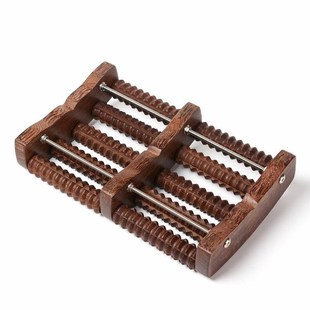 高档钢梁款 木质家用搓排足底脚实用包 鸡翅木足底按摩器足部滚轮式