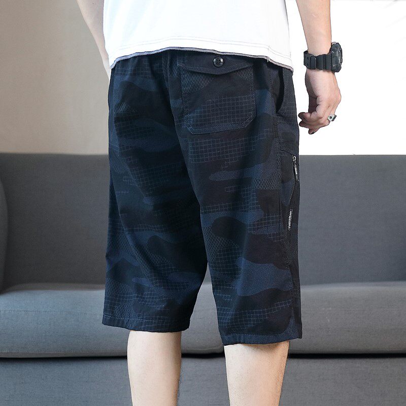 品质七分裤男夏季薄款宽松迷彩沙滩裤子男士休闲纯棉短裤