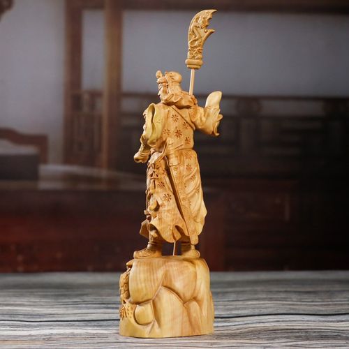黄杨木雕刻木质雕刻武财神关二爷客厅家居装饰摆件关公收藏工艺品