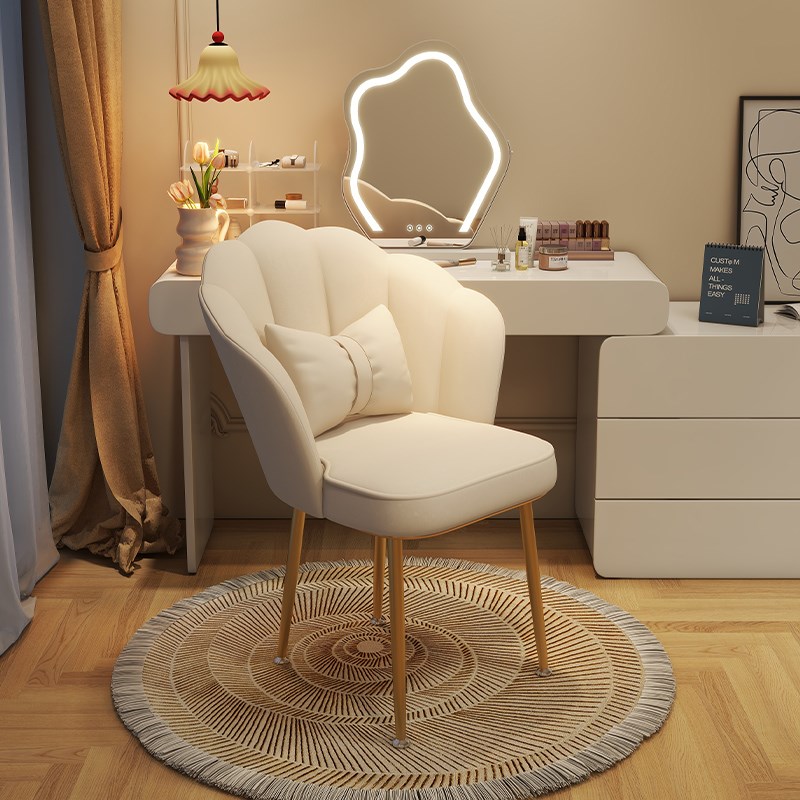 化妆椅家用女生卧室梳妆台凳子设计师椅化妆凳子轻奢美甲靠背椅子