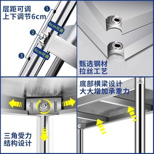 不锈钢置物架五层厨房落地收纳储物架夹缝多层整家用橱碗柜货森升