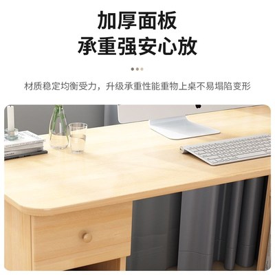 实木L型书桌转角电脑桌台式家用学生写字桌带书柜书架学习一体桌