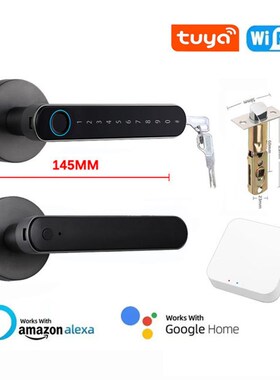 TUYA智能把手蓝牙锁指纹锁手机APDP家用酒店门把锁可应急充电密码