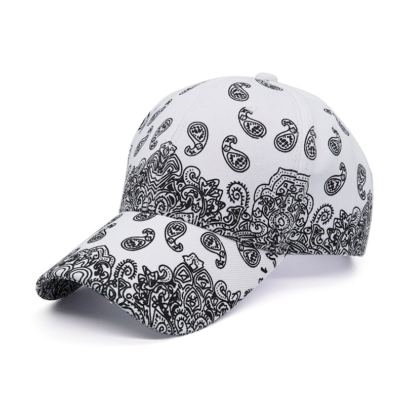 极速Hip Hop Women's Baseball Cap Black White Floral Cashew P