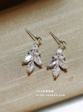 简约精致锆石项链耳o环套装新娘饰品结婚纱晚礼服配饰晚宴会首饰