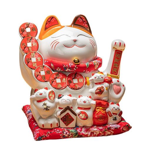 15寸腰缠万贯大摇手招财猫自动电动招手招财猫摆件店铺开业礼品