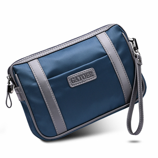 男士手拿包多功能牛津帆布休闲手包横款单肩斜挎包韩版小背包男包