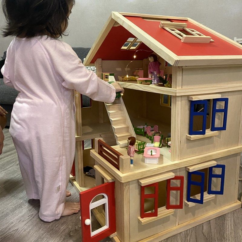 diy益智儿童玩具房子木女孩过家家公主别墅小屋幼儿园区角娃娃屋