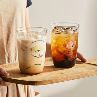 卡罗特高硼硅玻璃杯泡茶果汁牛奶咖啡杯高颜值家用耐高温水杯子女