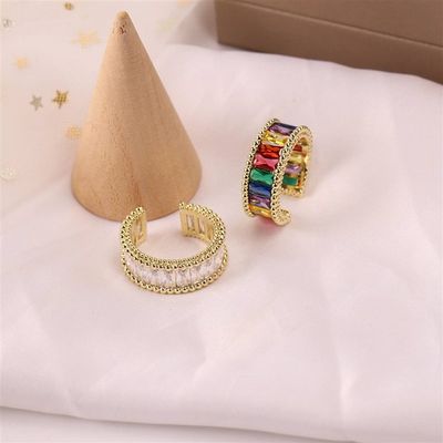 推荐.New open rainbow index finger ring female high-end fash