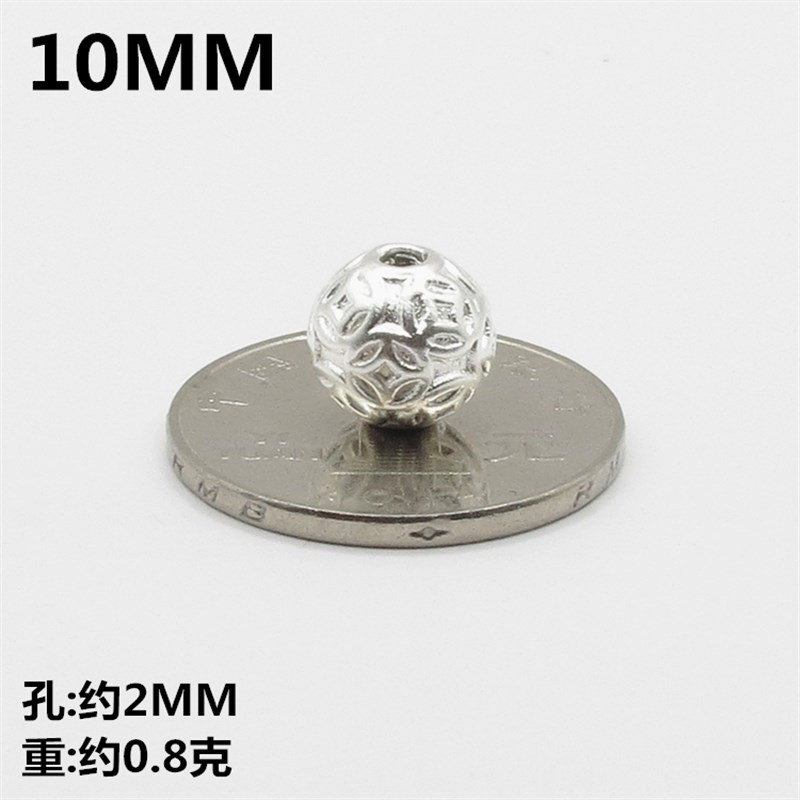 小众高货S999纯银3DIY硬足银家财万贯金钱大隔珠路路通编织红黑绳