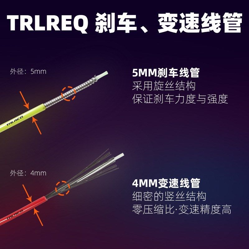 TRLREQ 自行车线n管山地公路折叠车4mm变速5mm刹车彩盒装注油线管