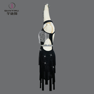 高级流苏连衣裙吊带舞裙艺考定制 拉丁舞比赛演出服装 新款 专业女式