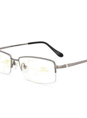 新款商务男士近视眼镜纯钛半框眼镜防蓝光眼J镜架方形镜框D81075