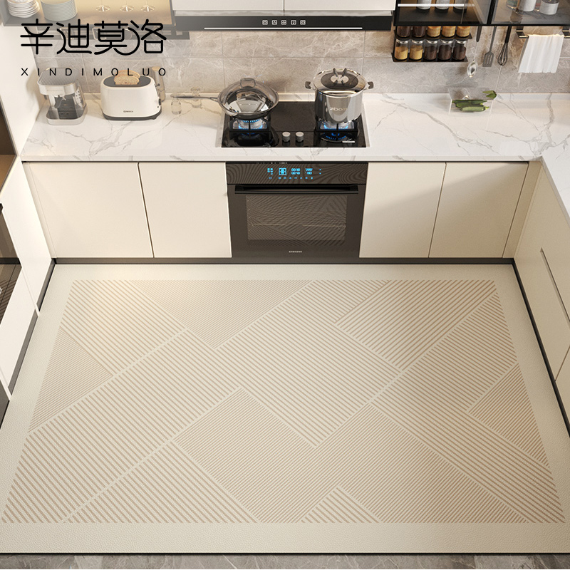 厨房专用地垫皮革2024新款免洗整铺脚垫防滑耐脏门垫防油防水地毯