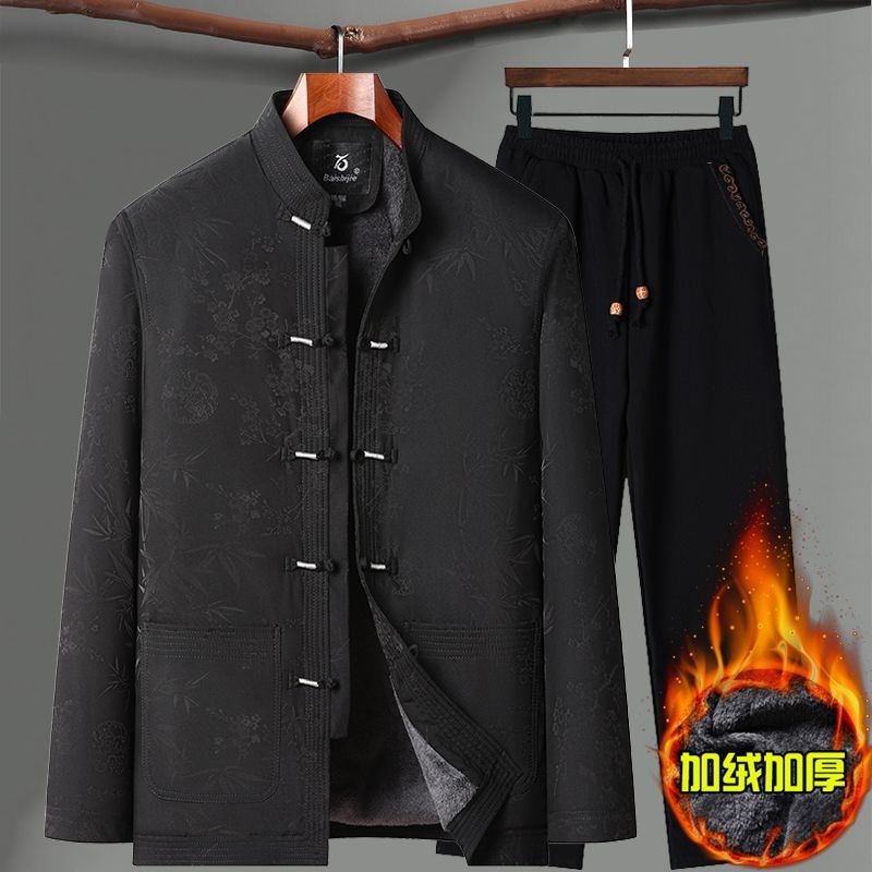 秋冬季中老年唐装男爸爸加绒加厚外套老年人过P寿爷爷装休闲棉衣,男装,唐装,淘宝优惠券,粉丝福利购,淘宝优惠卷