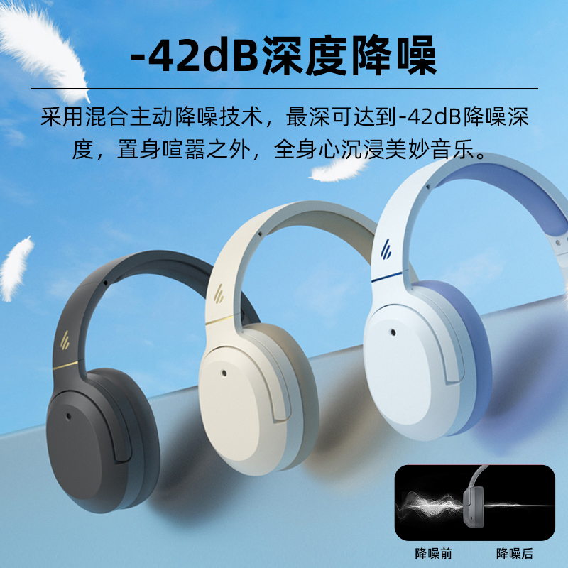 漫步者W820NB蓝牙耳机头戴式降噪电脑游戏无线耳麦久戴不痛经典版 影音电器 蓝牙耳机 原图主图