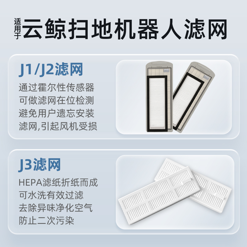 配云鲸扫拖地一体机器人J1/J2过滤网J3小白鲸J4 Lite海帕滤芯配件