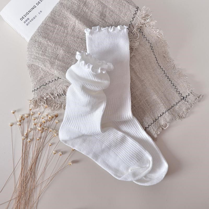 木耳边堆堆袜女韩版百搭日w系花边袜子配小白鞋中筒袜少女长袜,女士内衣/男士内衣/家居服,中筒袜,淘宝优惠券,粉丝福利购,淘宝优惠卷