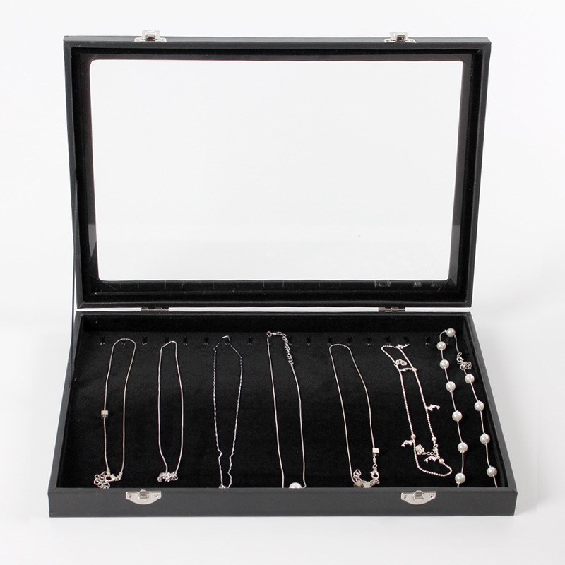 珠宝首饰展示托j盘 项链吊坠带盖饰品收纳箱 戒指耳钉耳环手链盒